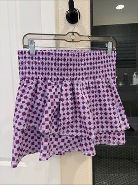 The Bubble Lifestyle Purple Geometric Ruffle Skirt